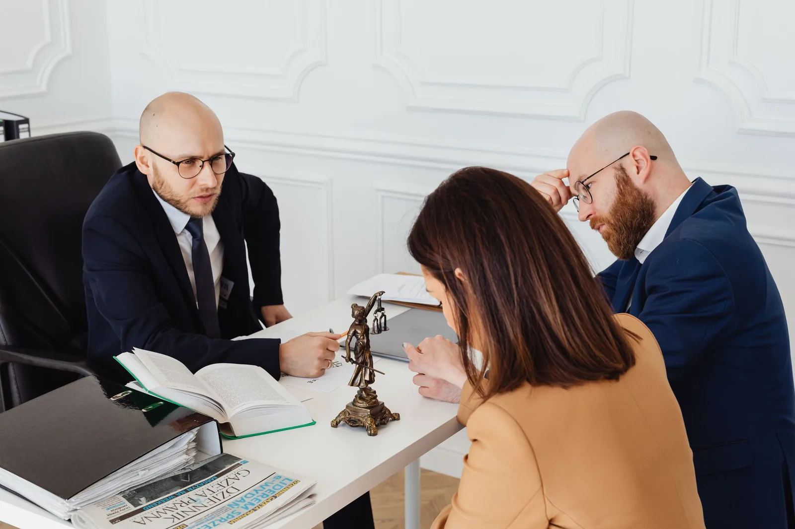 Lawyer consulting a couple in a law office